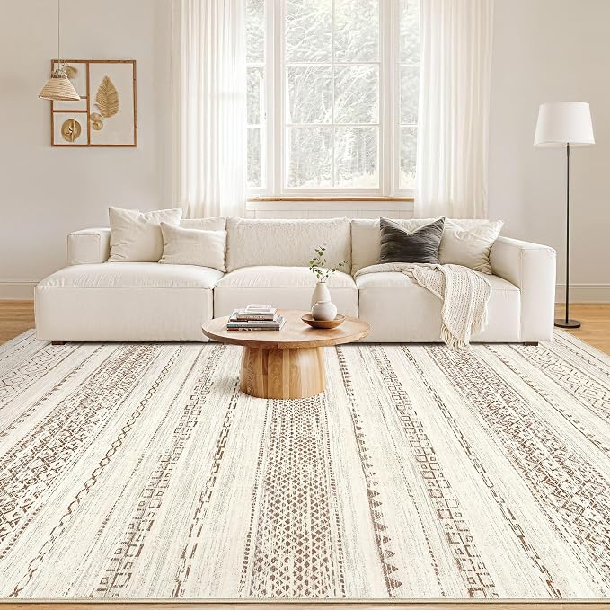 Nakagishi 5x8 Area Rug Living Room: Washable Boho Large Neutral Modern Soft - Image 4