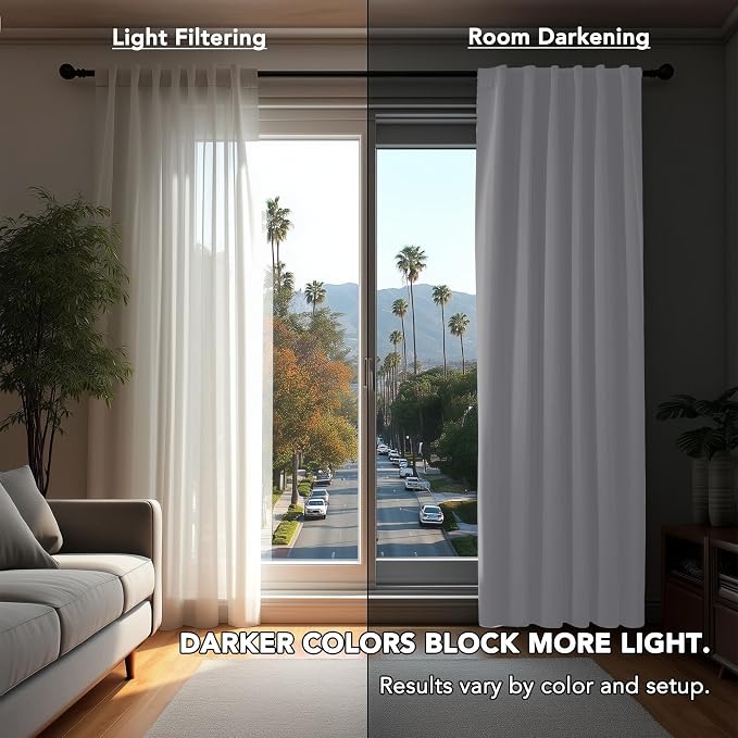 Deconovo Blackout Curtains, Thermal Insulated, W42 x L45 2 Panels, Back Tab - Image 3