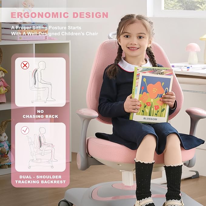 ERIYA Kids Desk Chair, Ergonomic Chair: Height-Adjustable, Double Back Support - Image 5