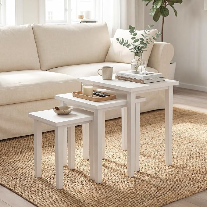 Giantex Nesting Tables Set of 3, Farmhouse Stacking Side Table by Giantex