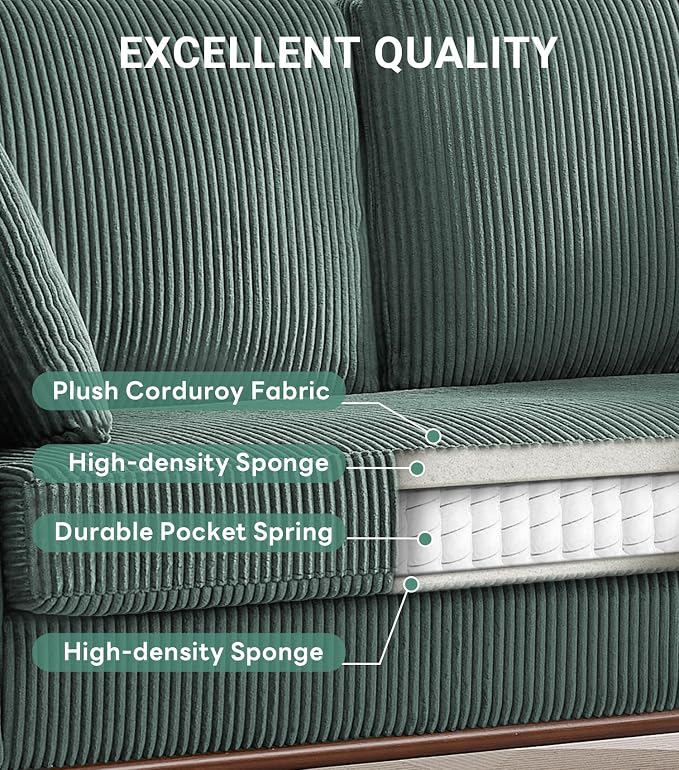 Kingfun 65" Corduroy Love Seat - Image 6