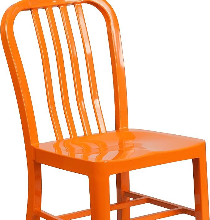Flash Furniture Gael Commercial Grade 2 Pack Orange Metal Indoor-Outdoor Chair - Image 8