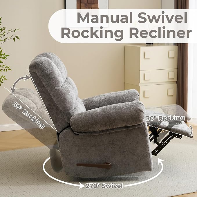 Swivel Rocker Recliner with Massage and Heat, Oversized Rocker Recliner with - Image 5