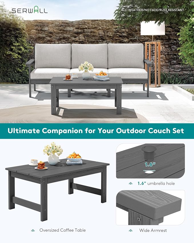 SERWALL HDPE Patio Sofa Set, 4-piece Sectional Outdoor Furniture Set, All - Image 5