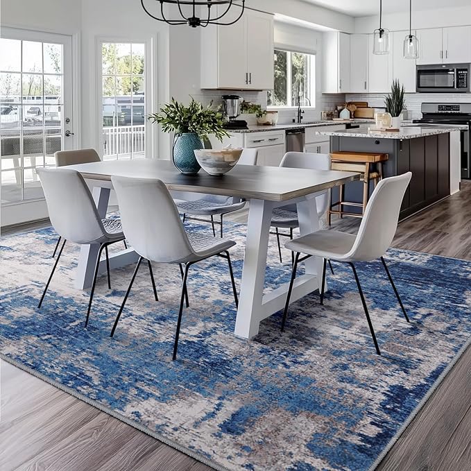 Washable Area Rugs Square 9ft Non-Slip Modern Abstract Soft - Image 8