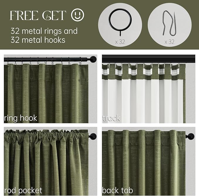 Topfinel 90 Inch Long Linen Blackout Curtains 2 Panels Set, Back Tab Pinch - Image 5