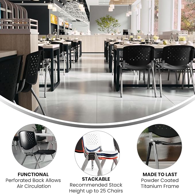 Flash Furniture HERCULES Series 880 lb. Capacity Black Plastic Stack Chair - Image 4