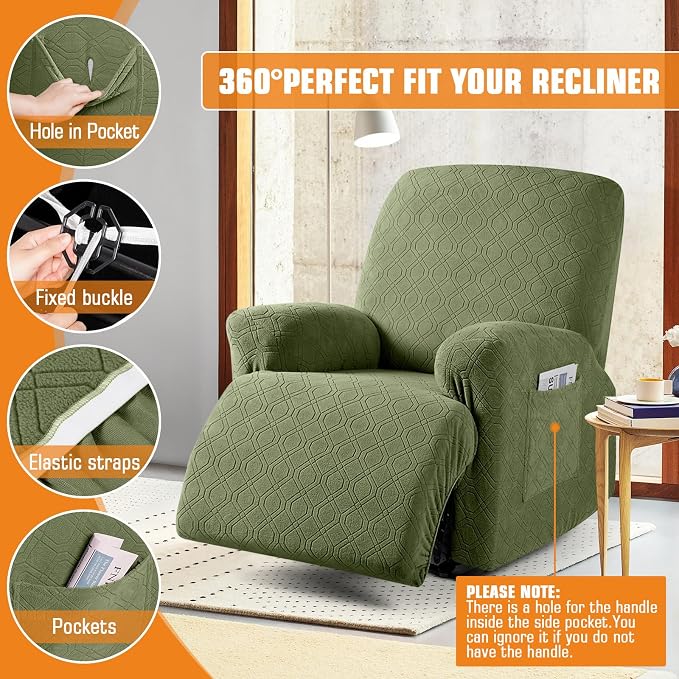 VANSOFY Recliner Chair Cover, 3-Pieces Stretch Lazy Boy Recliner Covers - Image 5
