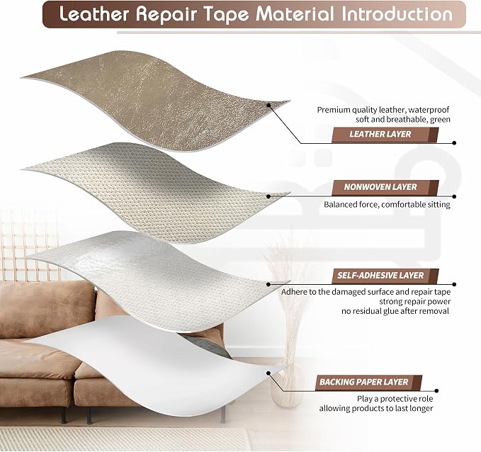KING MOUNTAIN Leather Repair Patch, 16 x 60 Inches self Adhesive Leather Repair - Image 3