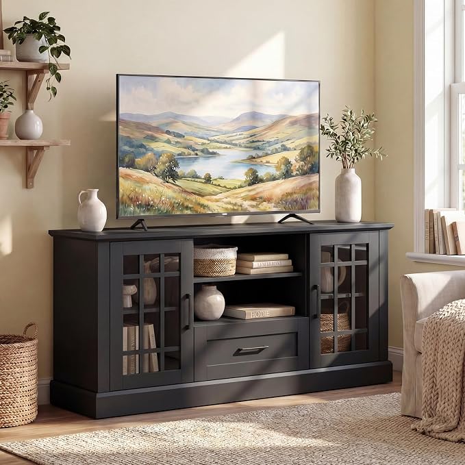 Giantex Farmhouse TV Stand for 65/70 Inch TV, Tall Entertainment Center by Giantex