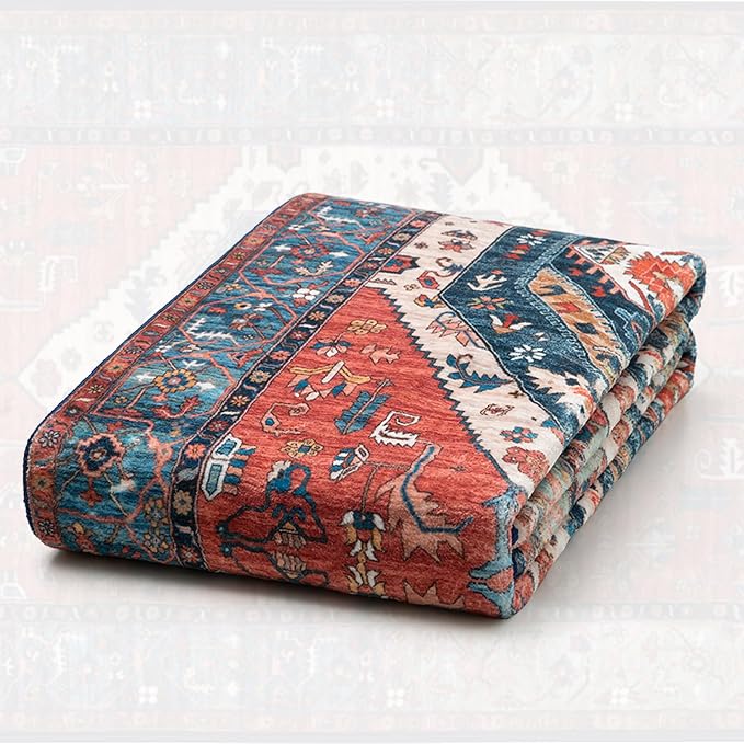 SERISSA Washable Rugs 6x9 Area Rugs, Large Non-Slip Boho Living Room Rust Rug - Image 7