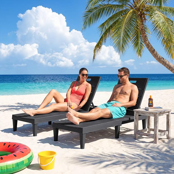Greesum Outdoor Chaise Lounge Chair Set of 2, Waterproof 5-Position Adjustable - Image 7