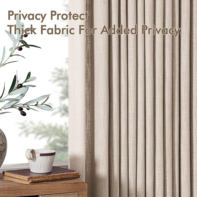 MIULEE Pinch Pleated Thick Linen Curtains 90 Inches Long 2 Panels - Image 7