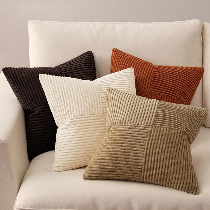 MIULEE Brown Beige Throw Pillow Covers 20x20 Inch Set of 4 Boho Farmhouse - Image 3