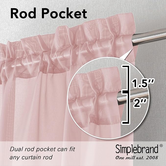 Simplebrand Blush Red Sheer Curtains 90 Inches Long 2 Panels, Light Filtering - Image 4