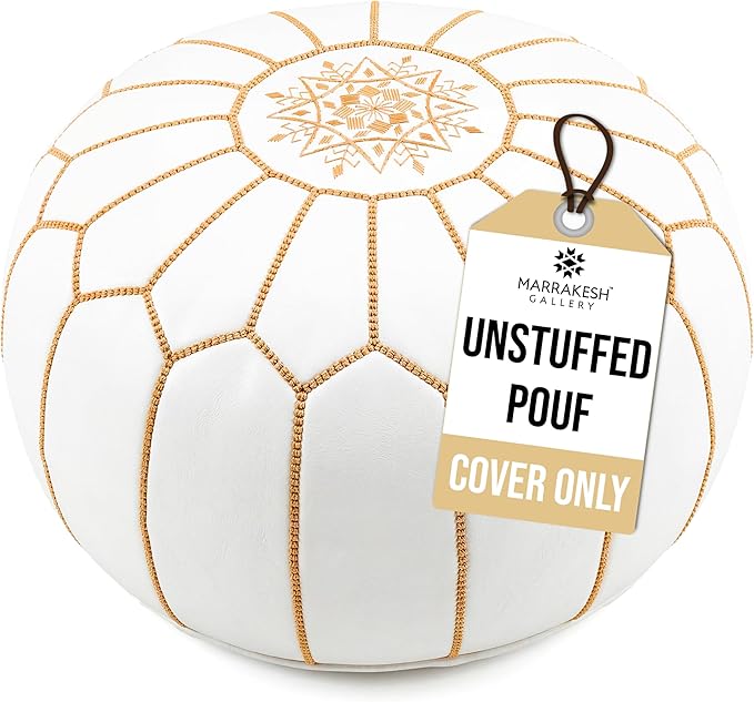 Marrakesh Gallery Genuine Leather Round Pouf Unstuffed by MarrakeshGallery