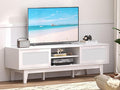 Xixini Boho TV Stand for 55 65 Inch TV, Rattan Entertainment Center by Xixini