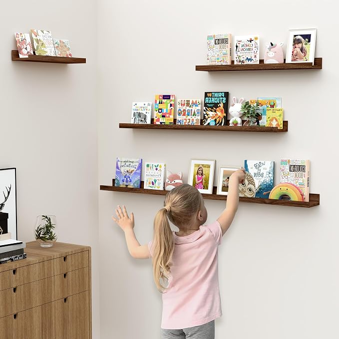 Floating Shelves for Wall, 48 inch Wood Floating Shelves Set of 2, Picture - Image 4