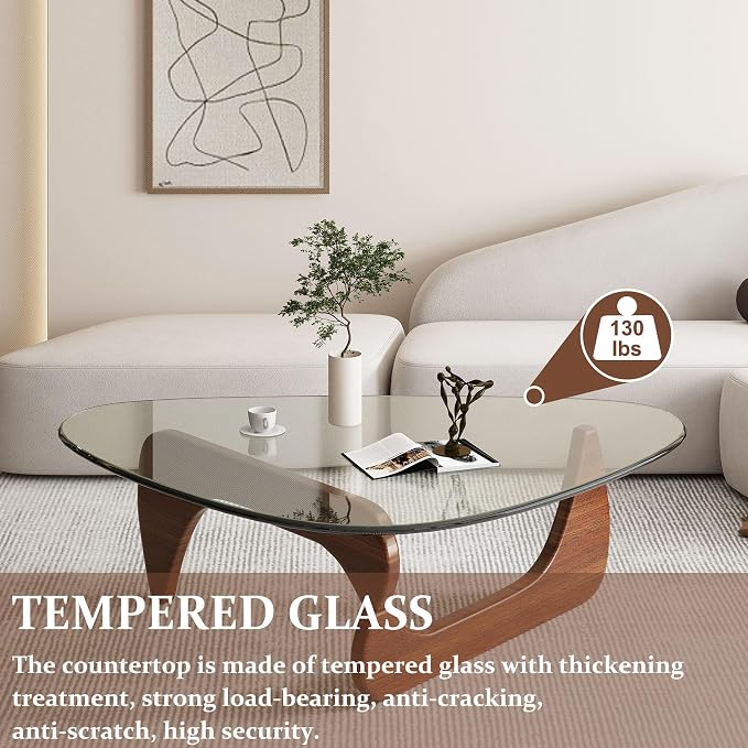 Glass Coffee Table, 44.9"×32.3"×15.8" Mid Century Modern Center Table - Image 3