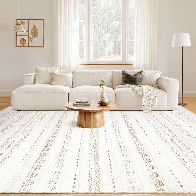 Nakagishi 6x9 Area Rugs Living Room: Washable Boho Large Neutral Soft Farmhouse - Image 4