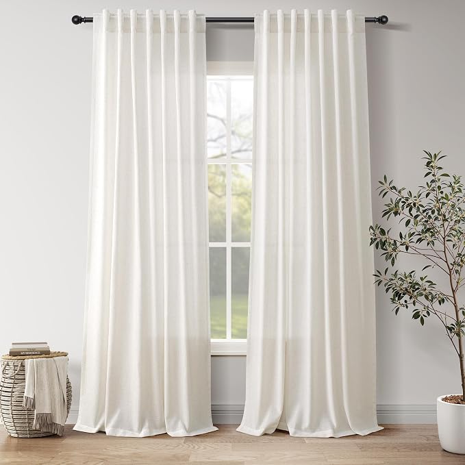 Nanspring Natural Linen Curtains 96 Inches Long by Nanspring