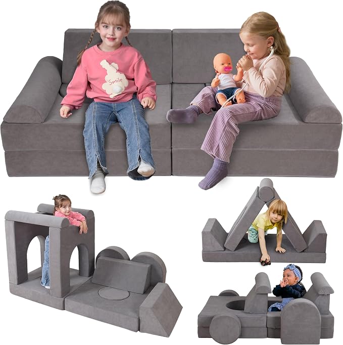 12-Piece Modular Kids Play Couch – Premium Soft Foam, Removable Cover, by Unknown