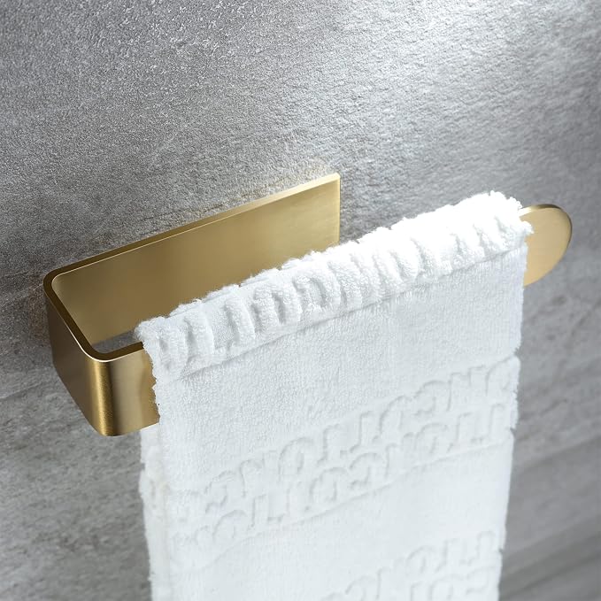 Taozun Towel Holder Gold Hand Towel Rack Adhesive Towel Bar Stick on Towel Ring - Image 2
