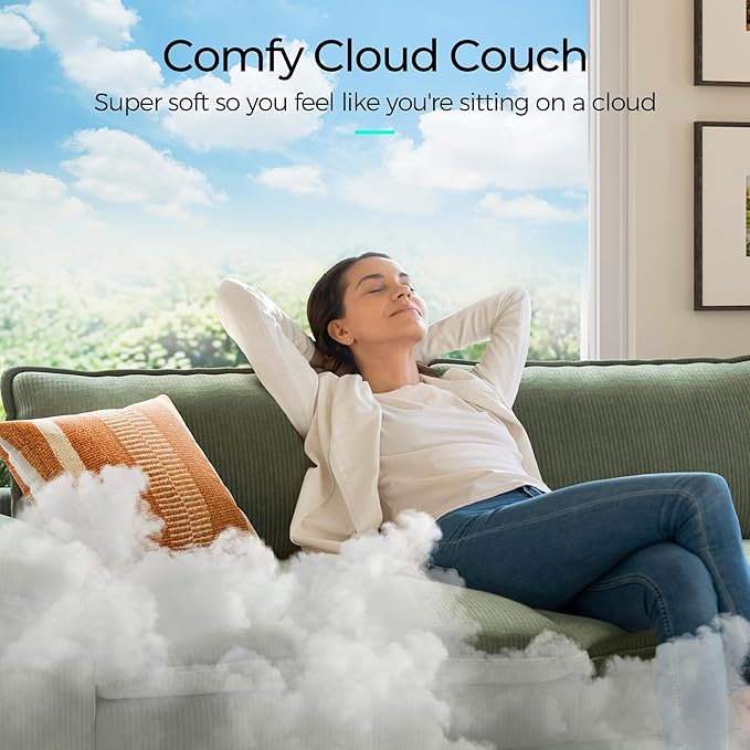 LINSY HOME 123" Modular L-Shaped Sectional Sofa, 3-Seat Corduroy Modern Cloud - Image 4