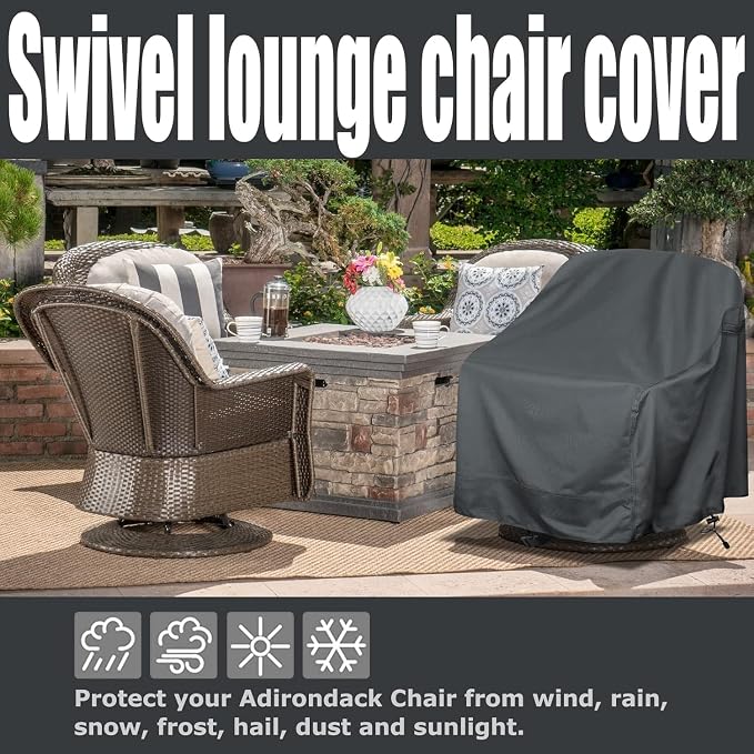 Outdoor Swivel Lounge Chair Cover 2 Pack, Waterproof Heavy Duty Outdoor Chair - Image 5