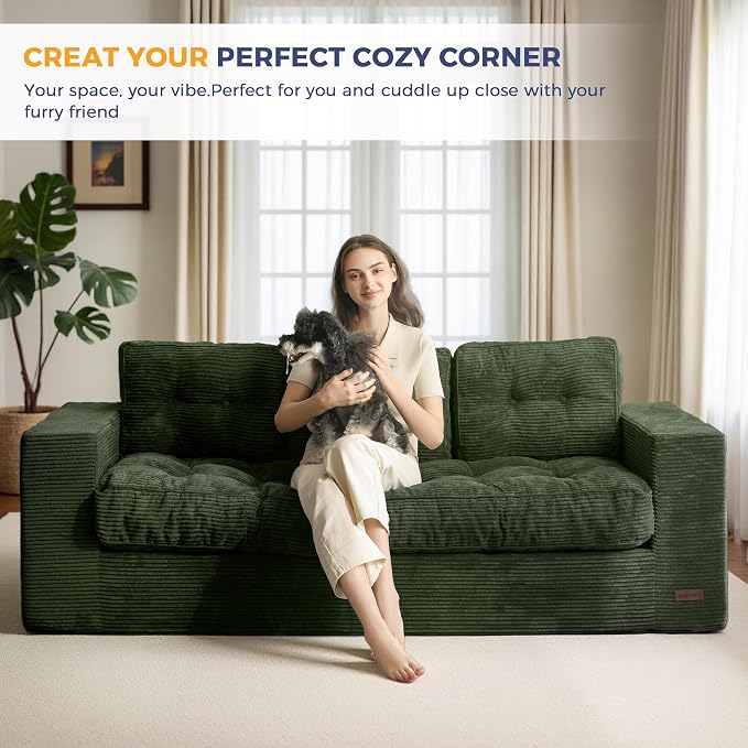 MAXYOYO Oversized Loveseat Sofa Couch, Upholstered Bean Bag Chair Cloud 3-Seat - Image 3