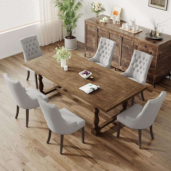 COLAMY Fabric Side Dining Chairs Set of 6, Wingback Upholstered Dining Room - Image 3