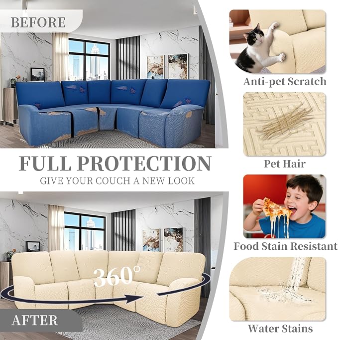 100% Waterproof Sectional Recliner Couch Covers - Image 5
