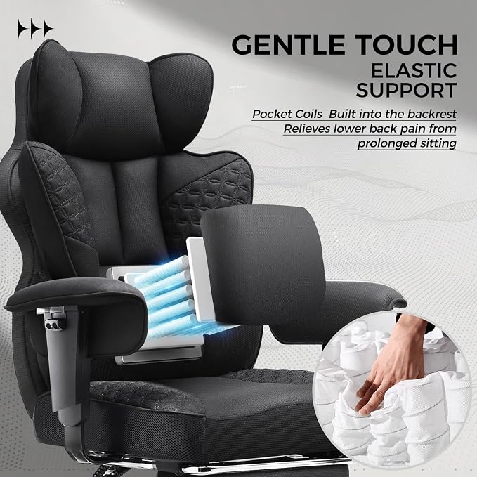 COMHOMA Big and Tall Office Chair Heavy Duty Wide Ergonomic Fabric Deluxe - Image 4