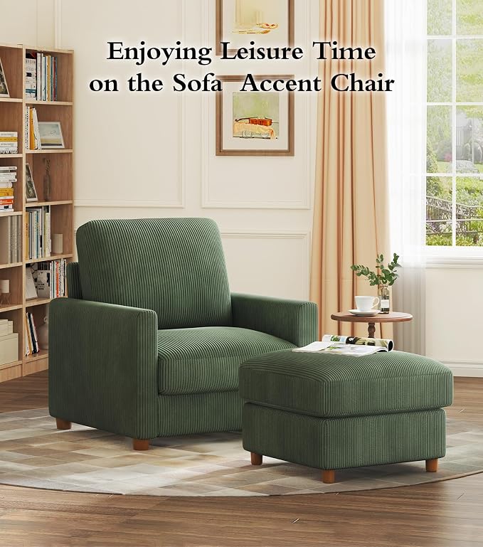 Kidirect 35.5in Corduroy Sofa Accent Chair, Tool-Free Setup Living Room Couch - Image 7