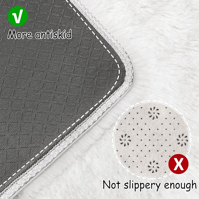 White Rug for Living Room 5x8ft Fluffy Area Rug Mat Bedside Throw Rug for - Image 3