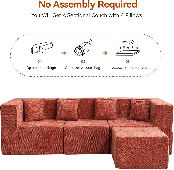 MONVANE 103'' Modular Sectional Sofa, Cloud Sectional Couch - Image 7