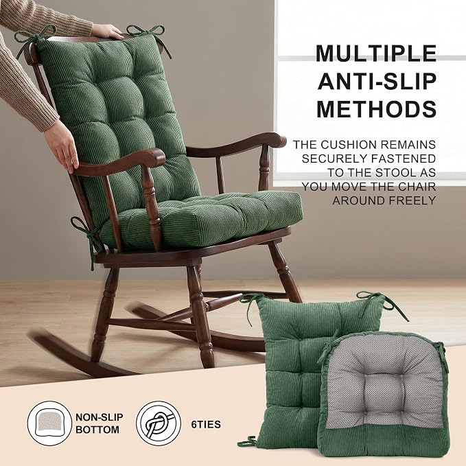 Lokex Rocking Chair Cushion Only, Tufted Non-Slip Comfortable Rocking Chair - Image 6