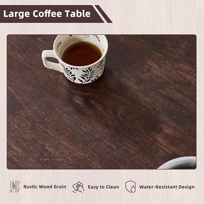 Lerliuo Boho Coffee Tables for Living Room, Rattan Center Table - Image 5