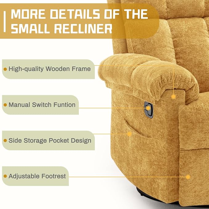 Korser Recliner Chair, Swivel Rocker Recliner Chair - Image 6