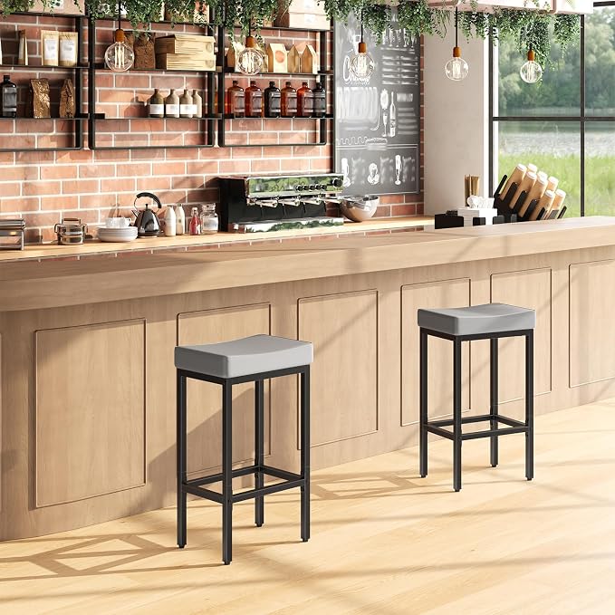 HOOBRO Bar Stools Set of 2, 24.8 Inches Bar Chairs, Counter Height Stools - Image 5