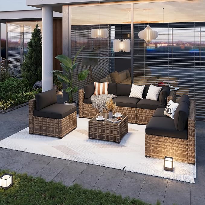 Aoxun Patio Furniture Sets, 7-Piece Outdoor Furniture - Image 2