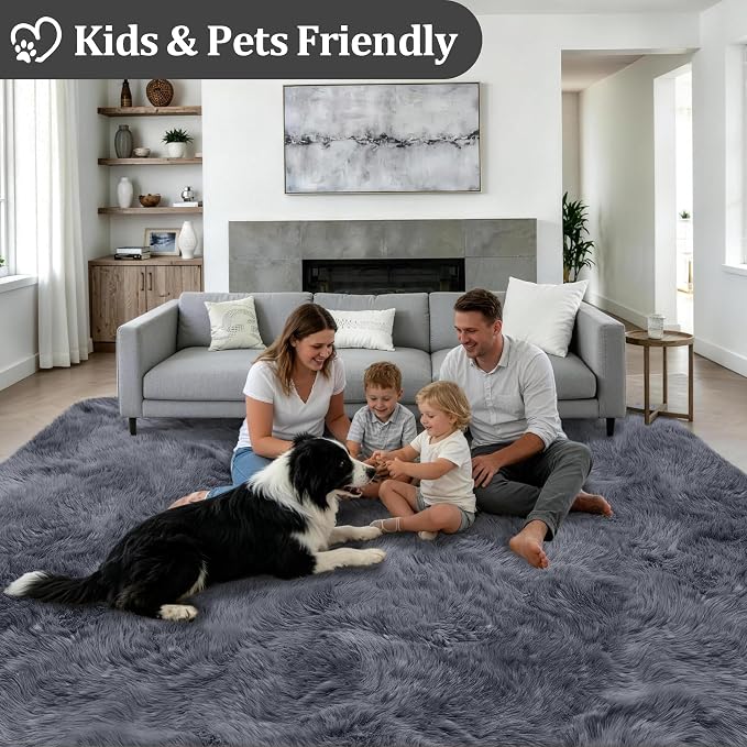 Fluffy 5x7 Area Rugs for Living Room Bedroom: Ultra Soft Shag Rug Non-Slip - Image 4