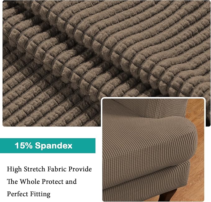 Turquoize Wingback Chair Covers 2 Piece Wing Chair Slipcover Stretch Slipcovers - Image 4