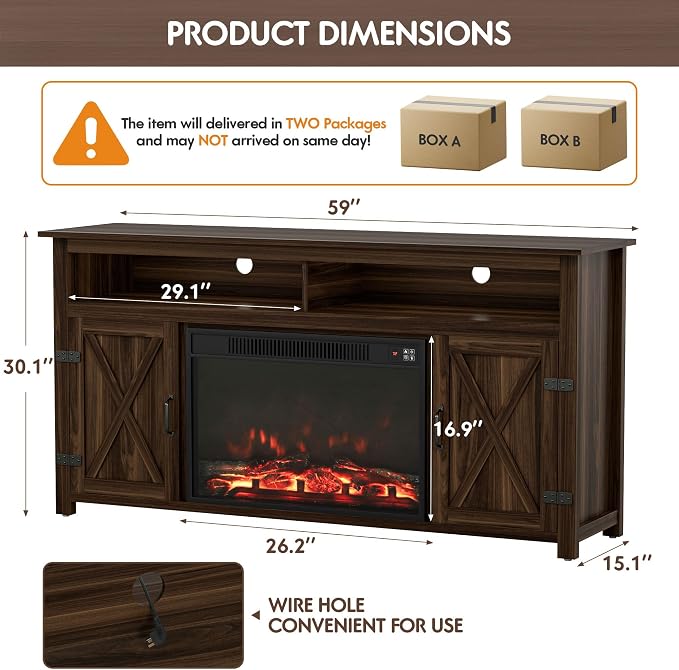 YESHOMY Fireplace TV Stand for Television up to 65+ Inch - Image 8