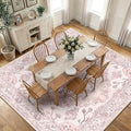RELEANY Area Rugs Square 10ft Washable Non-Slip, Floral Vintage Distress Print by RELEANY