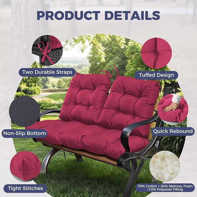Wicker Chair Cushions of 3 Pieces, Waterproof Cushions - Image 4