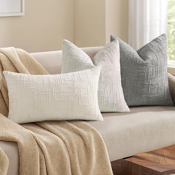 decorUhome Light Grey Chenille Euro Sham Throw Pillow Covers 26x26 Set of 2 - Image 4