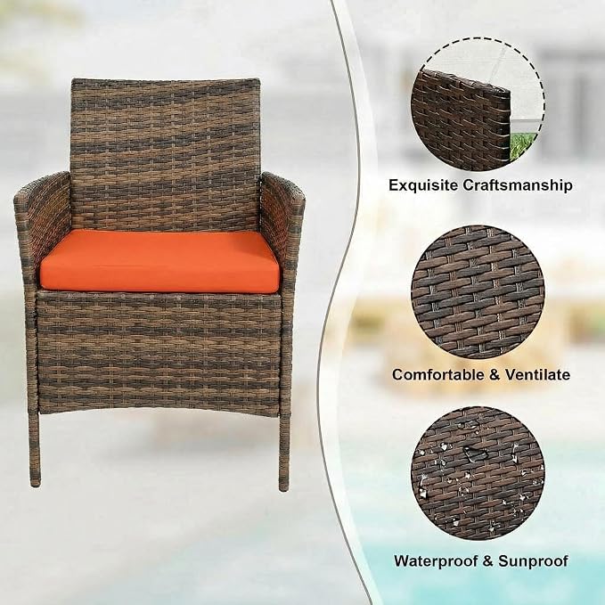 GarveeLife 3 Piece Patio Furniture Set, Rattan Outdoor Furniture - Image 4