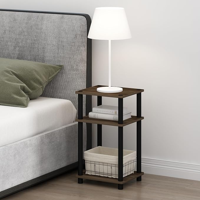 Furinno Just 3-Tier Turn-N-Tube Open Storage Nightstand, Plastic Poles by Furinno-FitsYourSpaceFitsYourBudget