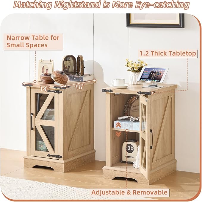 Joaxswe Narrow Night Stand Set 2, Farmhouse Side End Table - Image 8